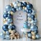 Blue And Gold Balloons Arch Kit, Double Stuffed Pastel Blue Balloon Arch Kit Dusty Navy Light Baby Metallic Blue Gold Confetti Balloons for Baby Boy Shower Wedding Birthday Party Decorations